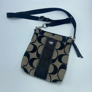 Coach Signature Stripe black and grey crossbody bag